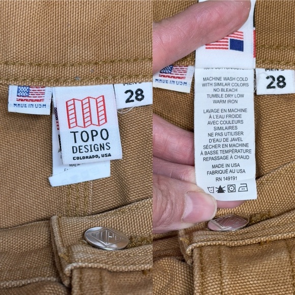Topo Designs Canvas Work Pants Heavy Cotton Utility Work Straight Leg Size 28 - Picture 14 of 14